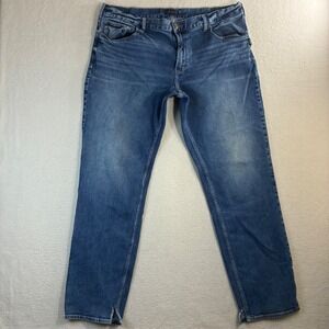 Silver Jeans Co Eddie Relaxed Taper Men 40x33 Blue Faded Whiskered Casual Denim